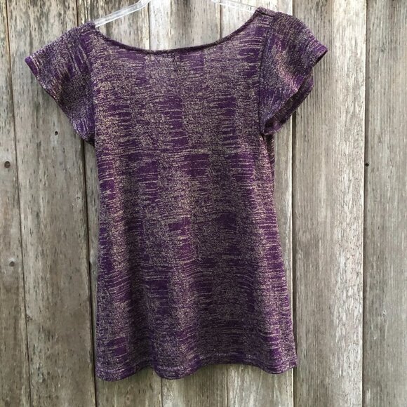 H&M Purple Sheer Shimmer Cap Sleeve Top Size XS - Picture 6 of 7